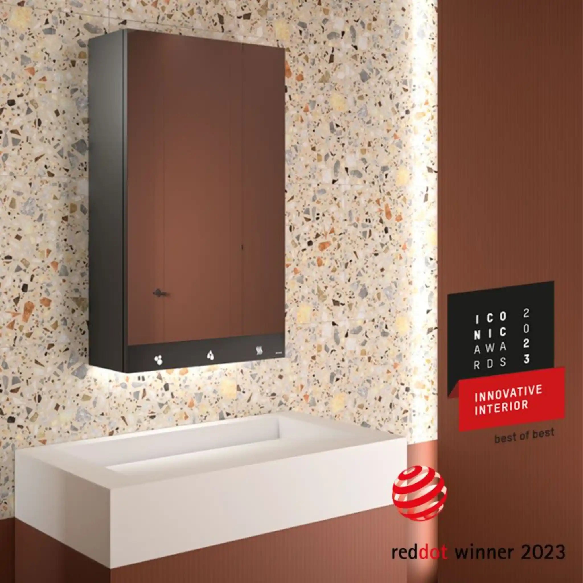 Delabie Mirror Cabinet 4 in 1 600mm installed on the wall