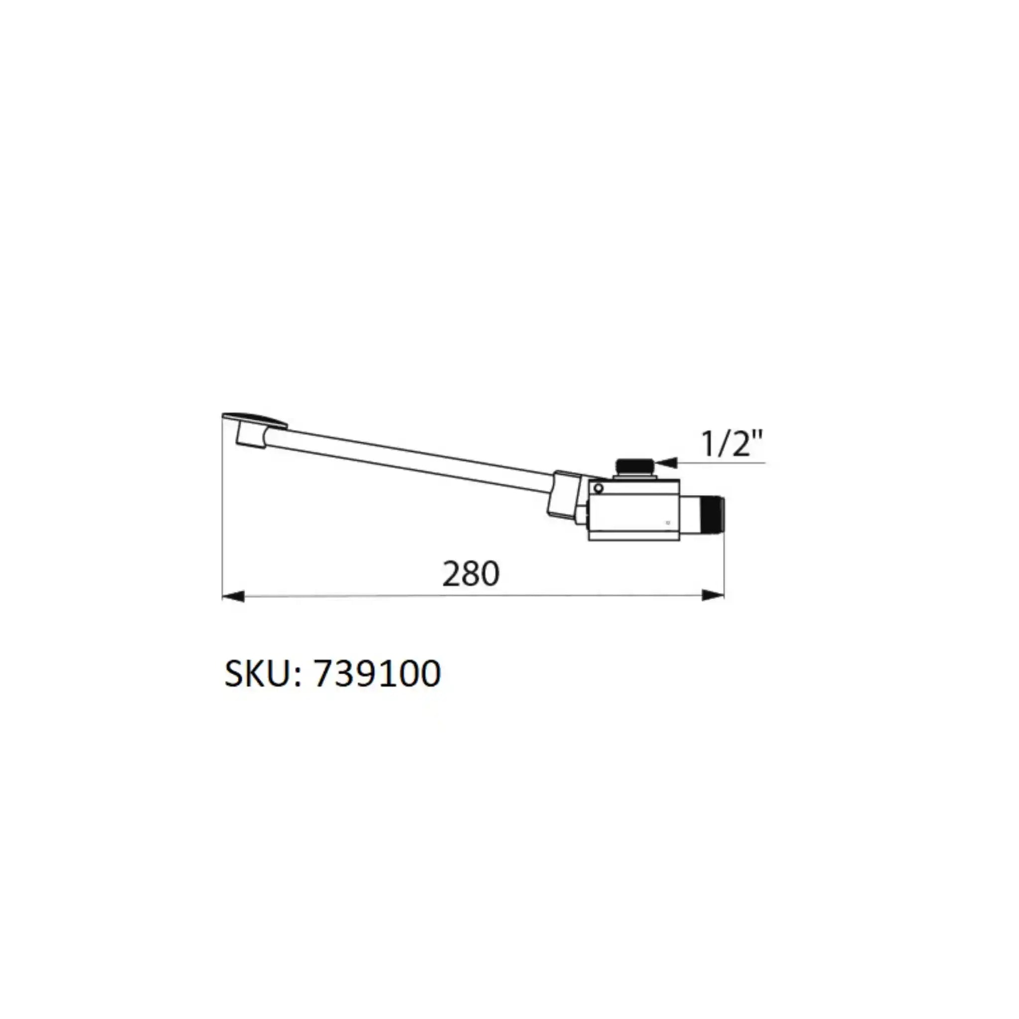 A image showing the technical drawings for the Delabie Mixfoot Foot Operated Mixer Valve Floor Mounted