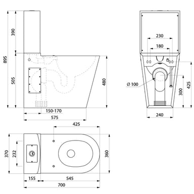 A Technical Drawings for Delabie Monobloco 700 PMR Accessible WC Pan