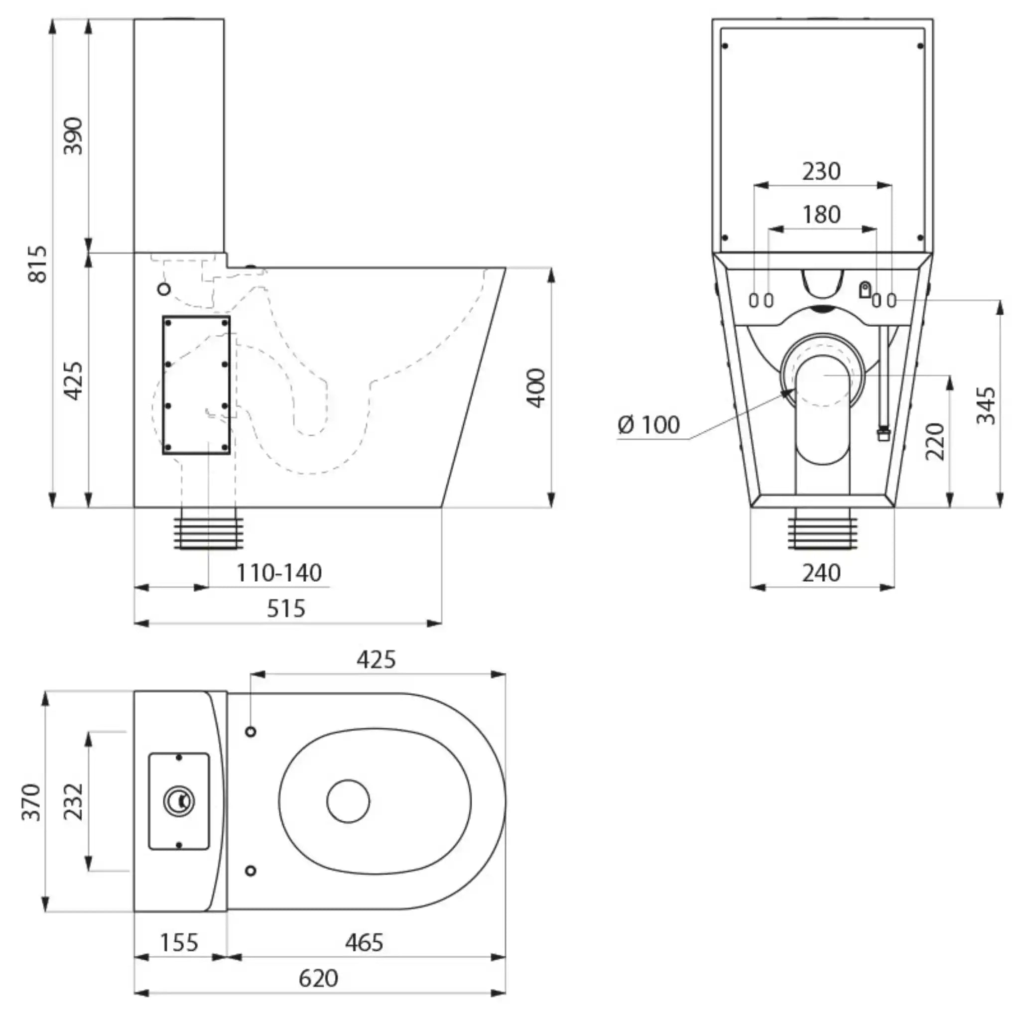 A Technical Drawings for Delabie Monobloco S21 WC Pan