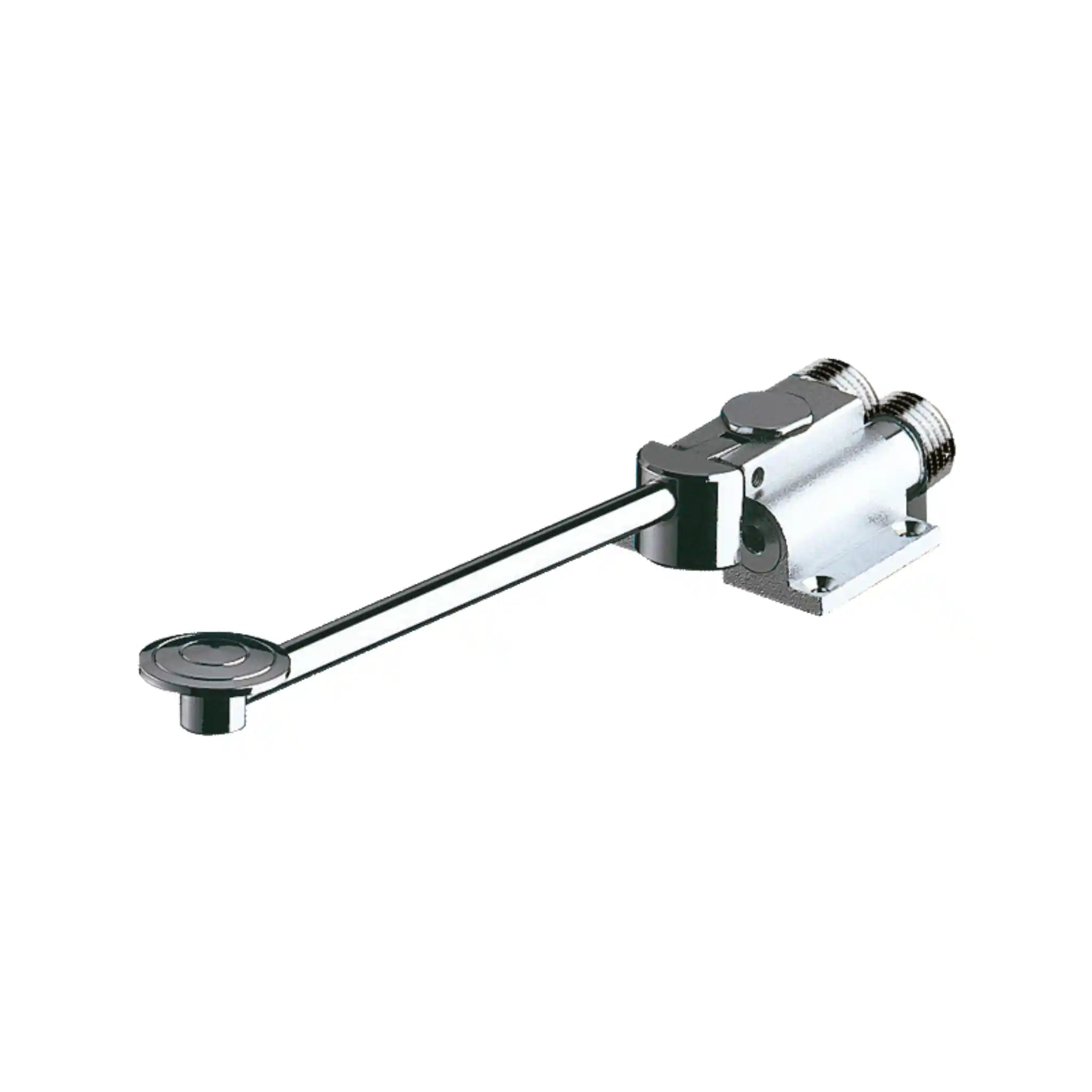Delabie Monofoot Foot Operated Valve floor-mounted unit with metal pedal control and M½ inch connection, compact vertical body design 