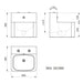 A image showing the technical drawings for the Delabie TEK Vandal Resistant Washbasin Front Install Double Push Button