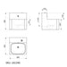 A image showing the technical drawings for the Delabie TEK Vandal Resistant Washbasin Front Install Single Push Button