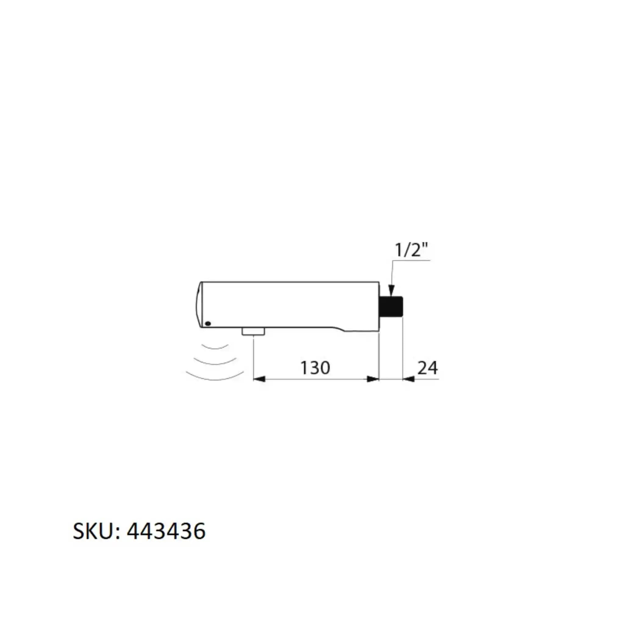 A image showing the technical drawings for the Delabie Tempomatic 4 Battery Refit 130mm