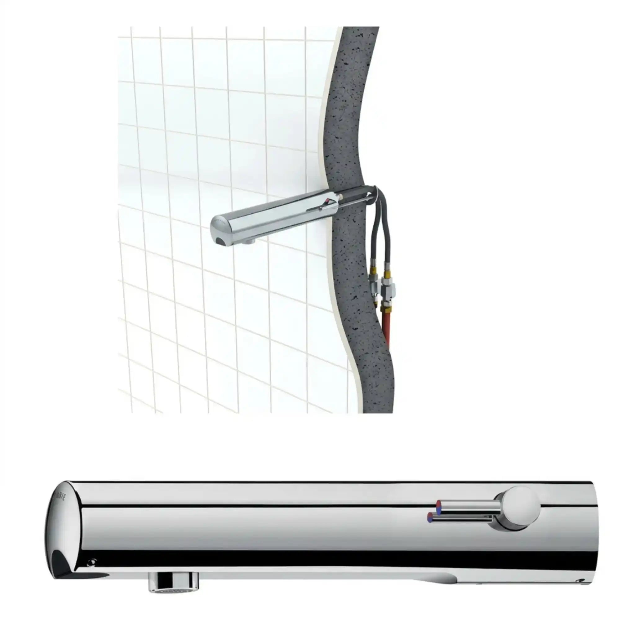 A image showing the Delabie Tempomatic mix 4 cross wall tap