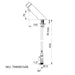 A image showing the technical drawings for the Delabie Tempomix 3 Deck Mounted Tap Chrome Plated 70mm With AB