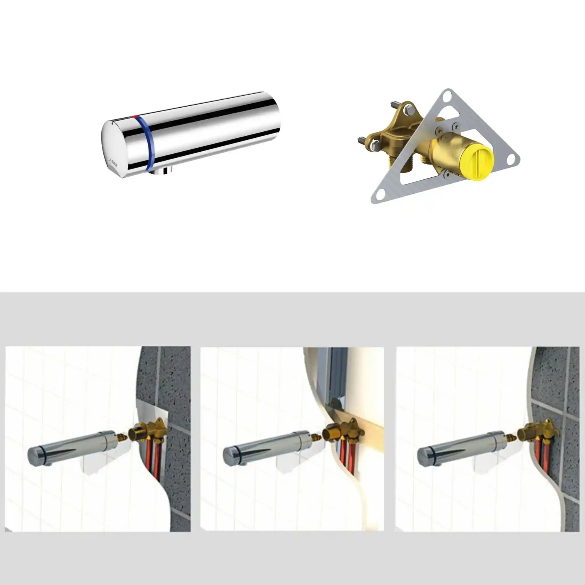 A image showing the tempomix 3 by Delabie 11mm with nanny join and mounting instructions 