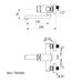 A image showing the technical drawings for the Delabie Tempomix 3 Wall Mounted Basin Mixer 150mm Fixed