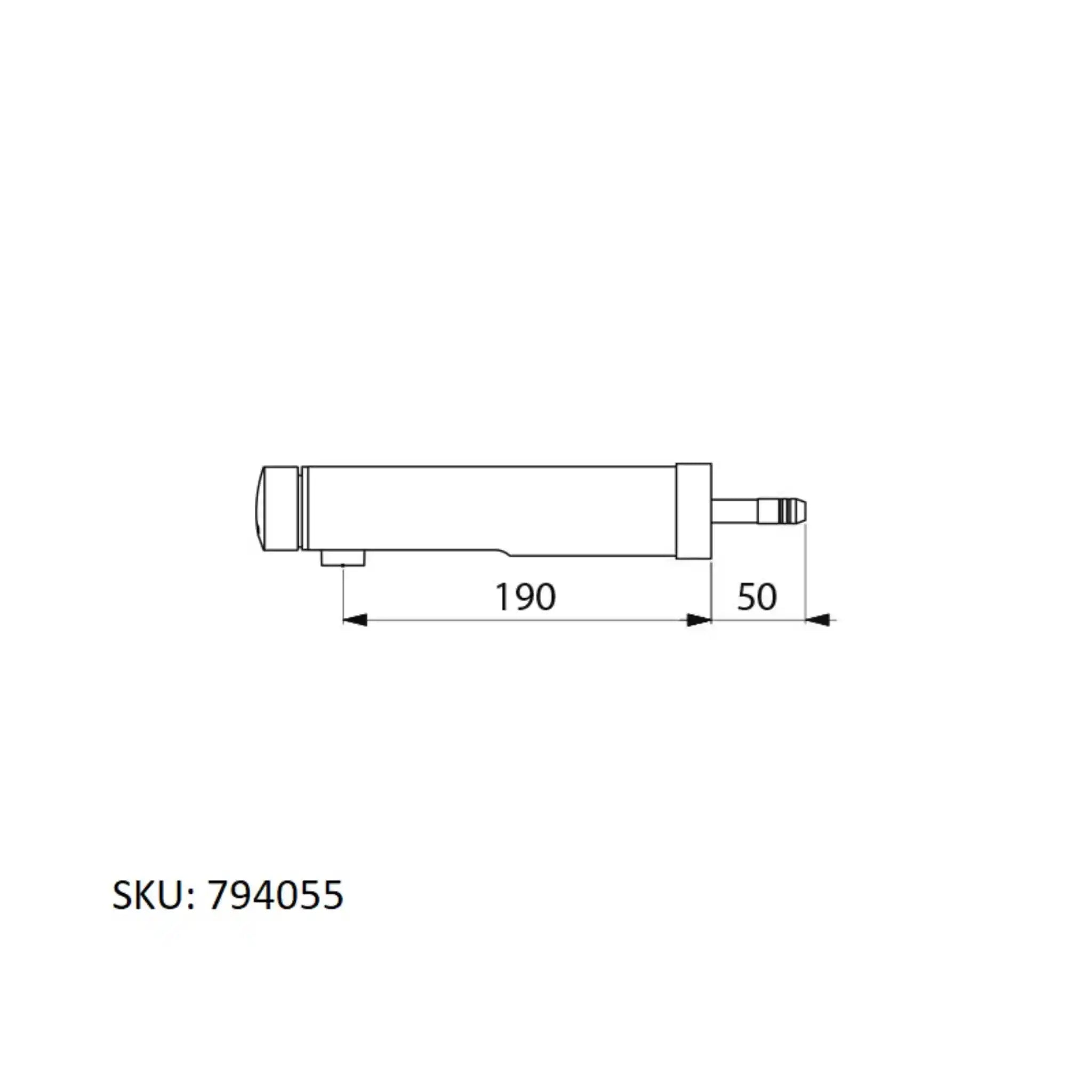 A image showing the technical drawings for the Delabie Tempomix 3 Wall Mounted Tap Wall Mounted 190mm