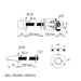 A image showing the technical drawings for the Delabie Tempomix Cross Wall Vandal Proof Mixer Reinforced Back Nut With Screws