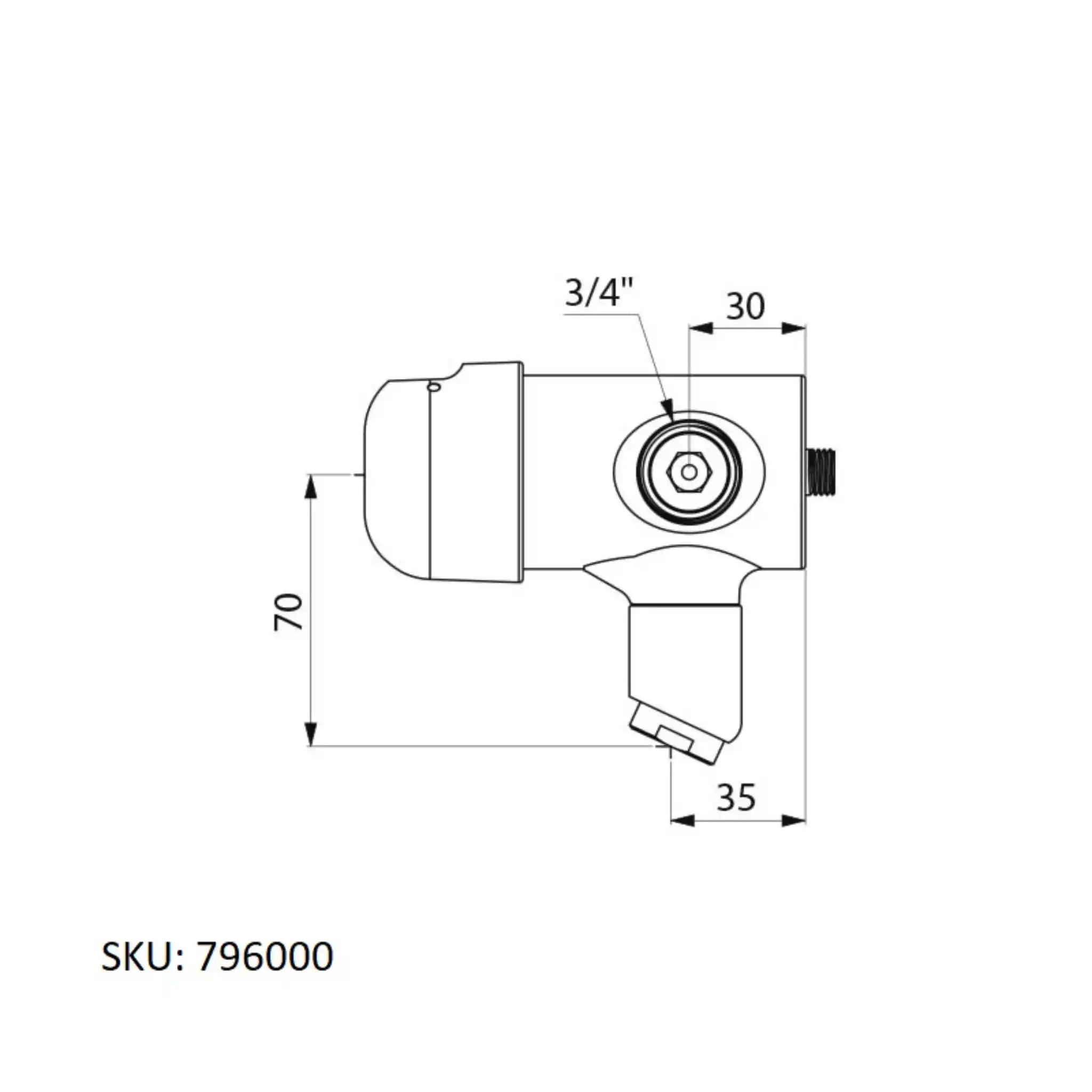 A image showing the technical drawings for the Delabie Tempomix Wall Mounted Tap Fixed Spout