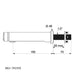 An image showing the technical drawings for the Delabie Temposoft 2 Wall Mounted 150mm Back Nut