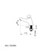 An image showing the technical drawings for the Delabie Tempostop 2 Push Button Standard Back Nut