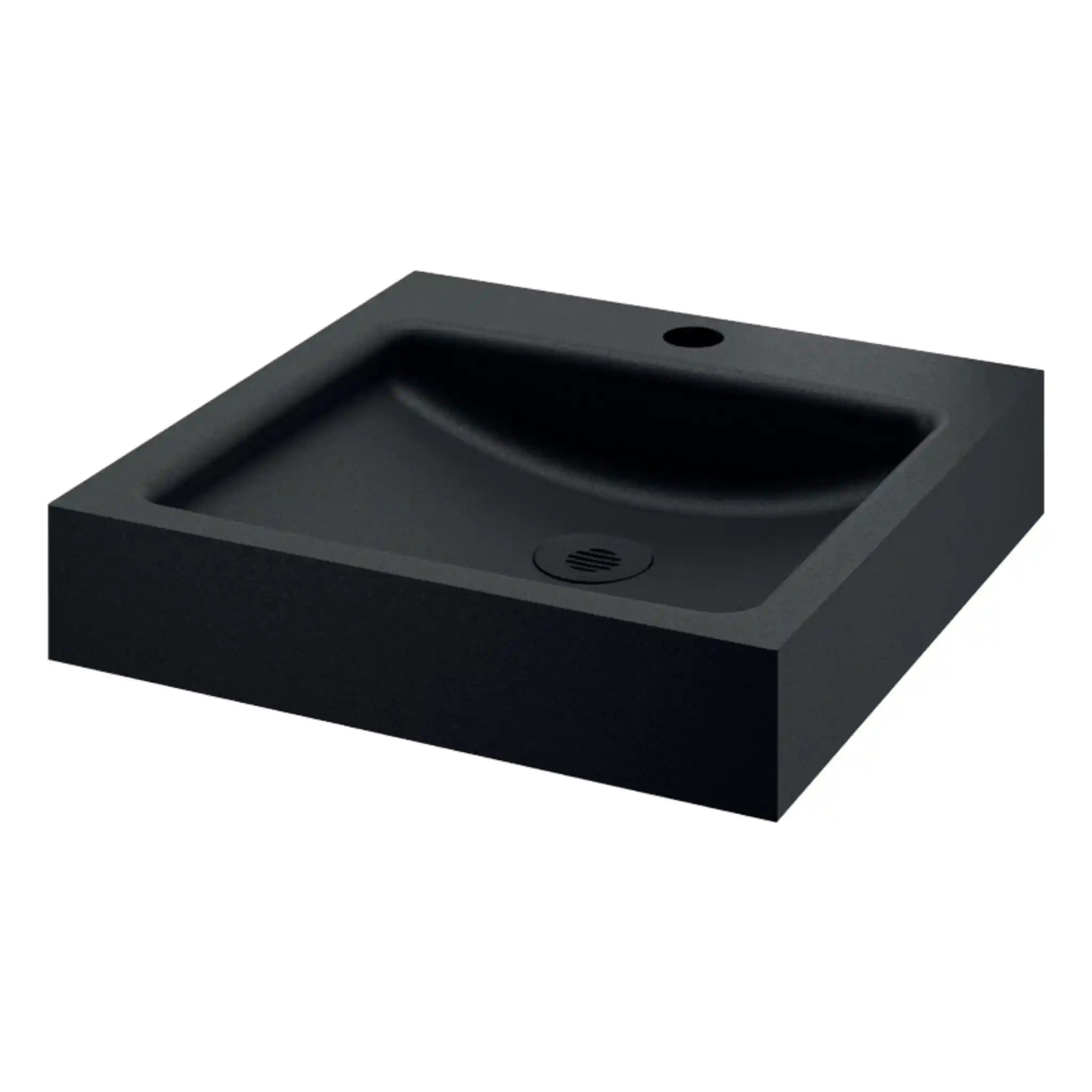 An image of Delabie UNITO Washbasin Wall Mounted Matte Black Central Tap Hole