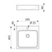 A image showing the technical drawings for the Delabie UNITO Washbasin with a tap hole