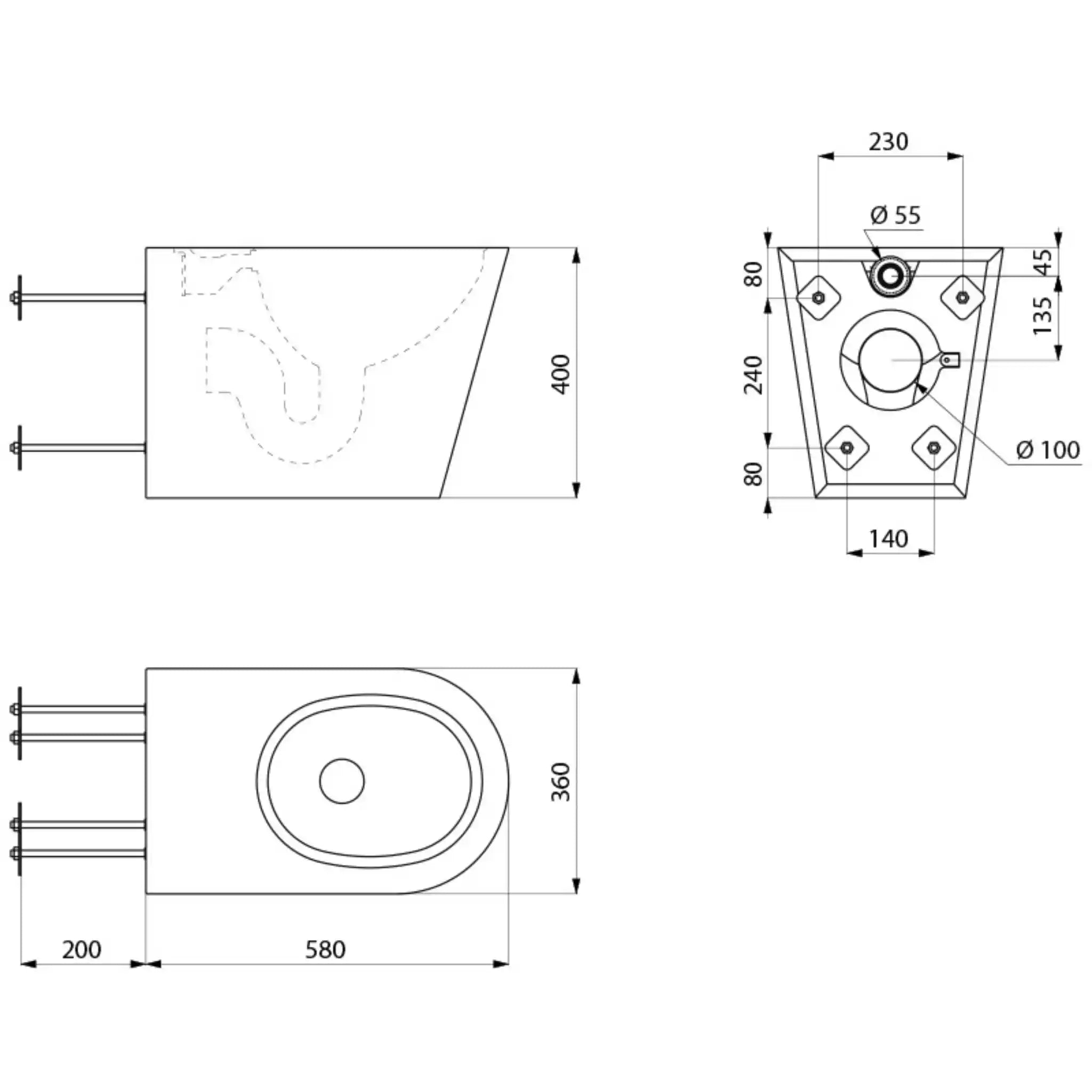 A Technical Drawings for Delabie Vandal Resistant Floor Standing S21 P TC