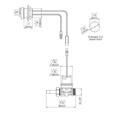 Dolphin Infared Urinal Flush Valve Kit Drawing