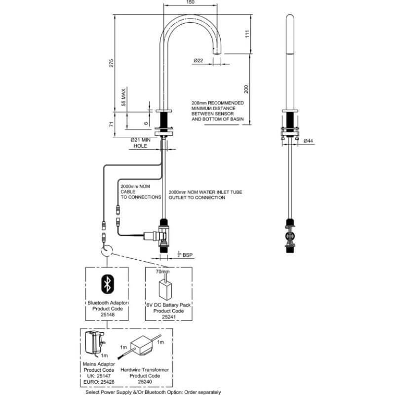 Dolphin Inform 90° Swan Neck Tap drawing