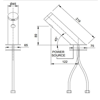 Infrared Angled Sensor Tap Drawings By Dolphin