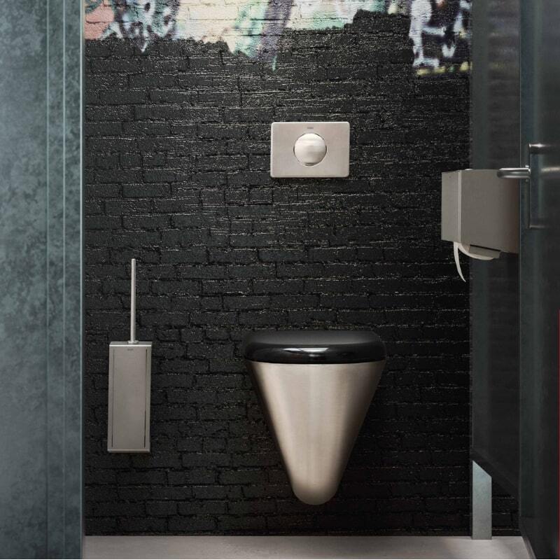 Franke CMPX592 Campus WC Pan With Black Seat And Lid Mounted On A Wall
