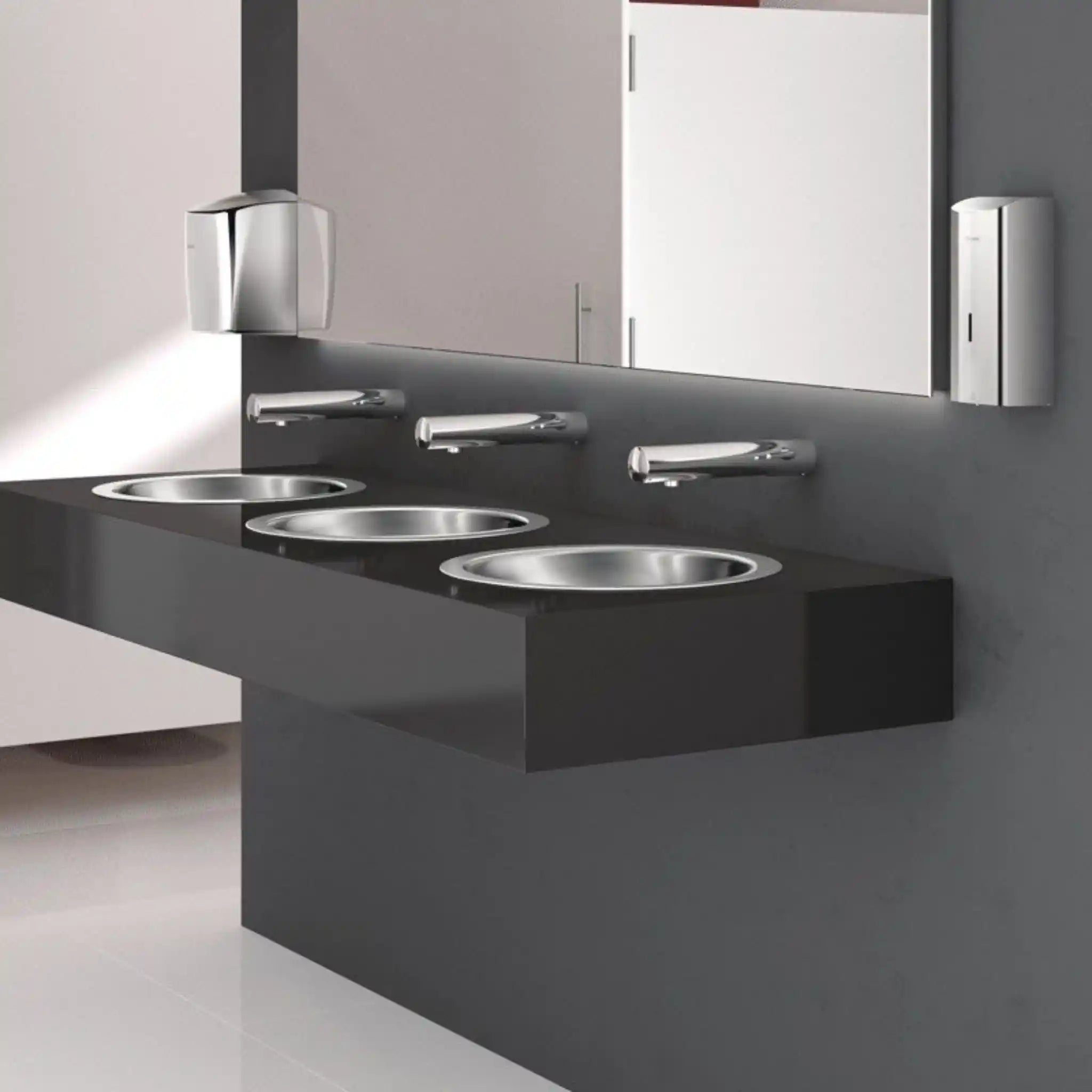 HEMI Inset Round Washbasin in Public Washroom