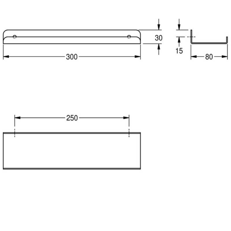 KWC DVS 300mm Heavy Duty Storage Shelf Drawing
