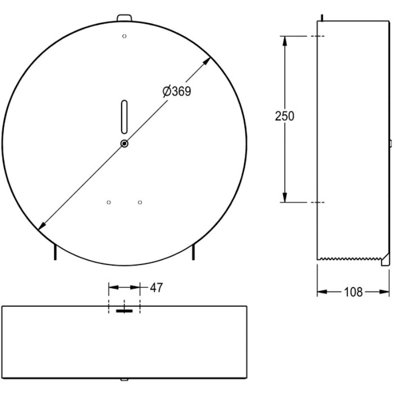 KWC DVS 369mm Jumbo Toilet Roll Holder Drawing CHRX670
