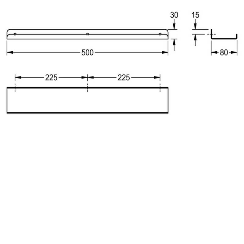 KWC DVS 500mm Heavy Duty Storage Shelf Drawing
