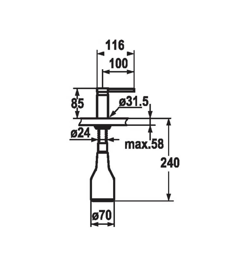 KWC DVS Ava Soap Dispenser Drawing