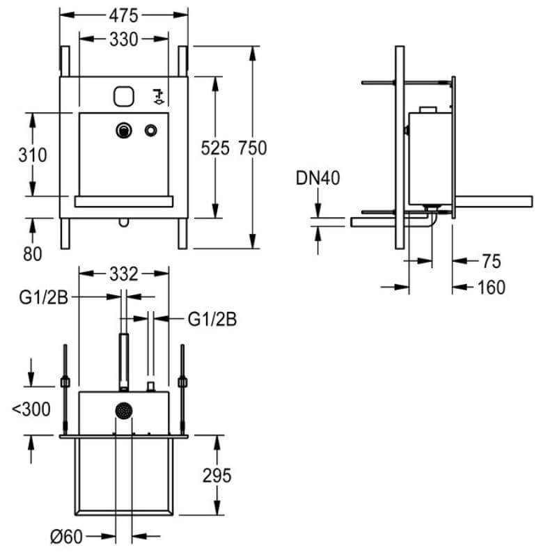 KWC DVS Barrier Free Without Air All In One Unit Drawing
