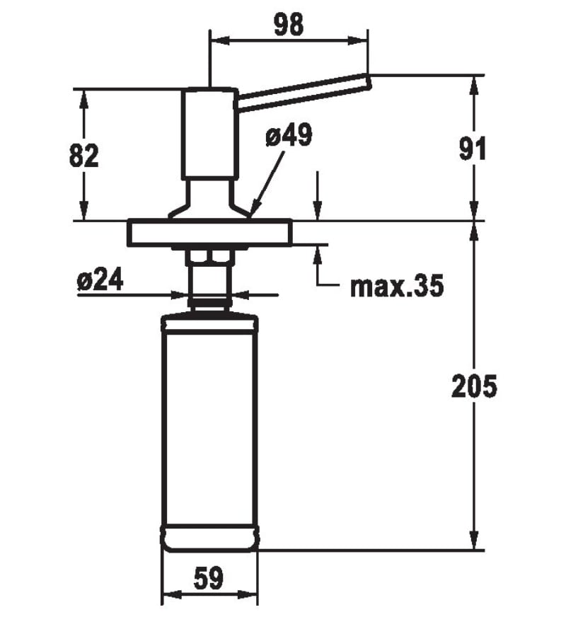 KWC DVS Basic Soap Dispenser Drawing