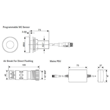 KWC DVS Programmable Direct Flushing Kit Drawing