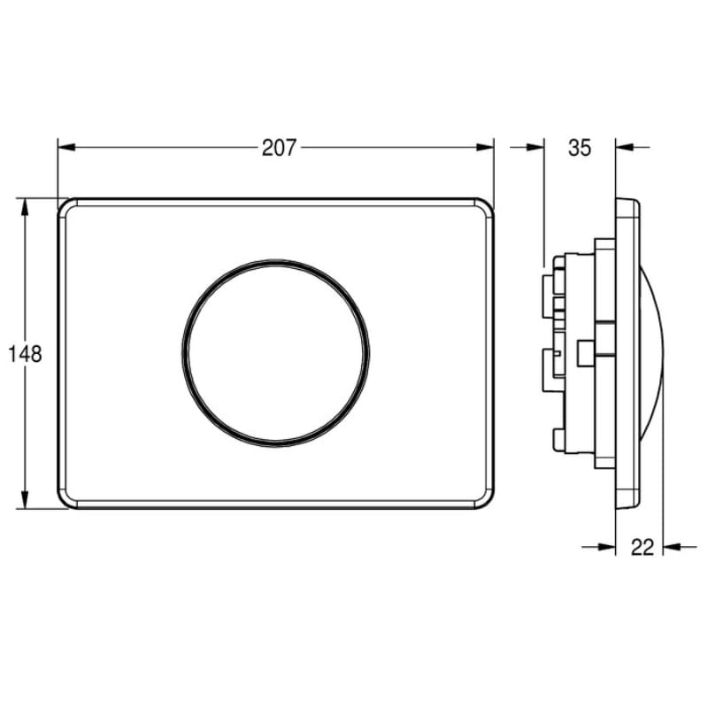 KWC DVS Single Flush Aquafix Flushing Plate Drawing AQUA557