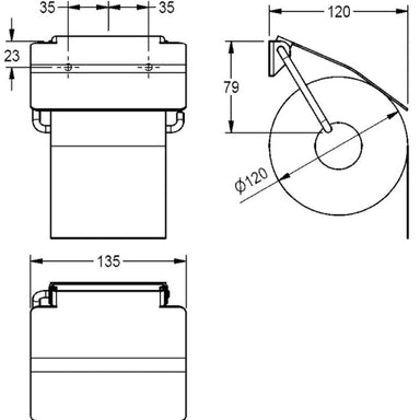 KWC DVS Toilet Roll Holder Drawing