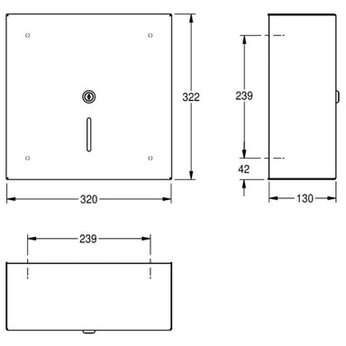 KWC DVS Heavy Duty Wall Mounted Jumbo Toilet Roll Holder RH320 Drawing