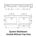 Technical drawing of the KWC DVS Quadro Double Washbasin without tap holes, showing dimensions, mounting details, and structural design in a schematic format.