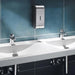 Quadro Double Washbasin With Taps With Blue Tile Background