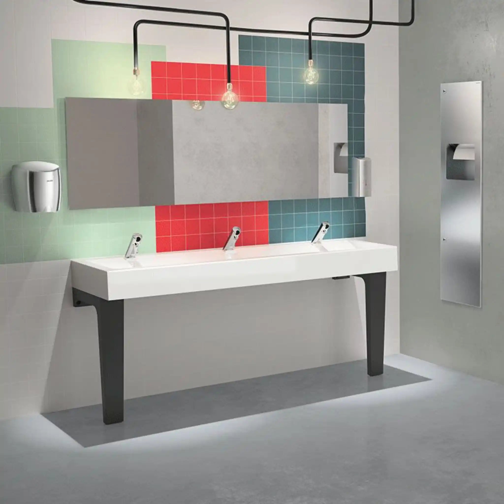 MINERALCAST Wall Mounted Wash Trough in Public Washroom