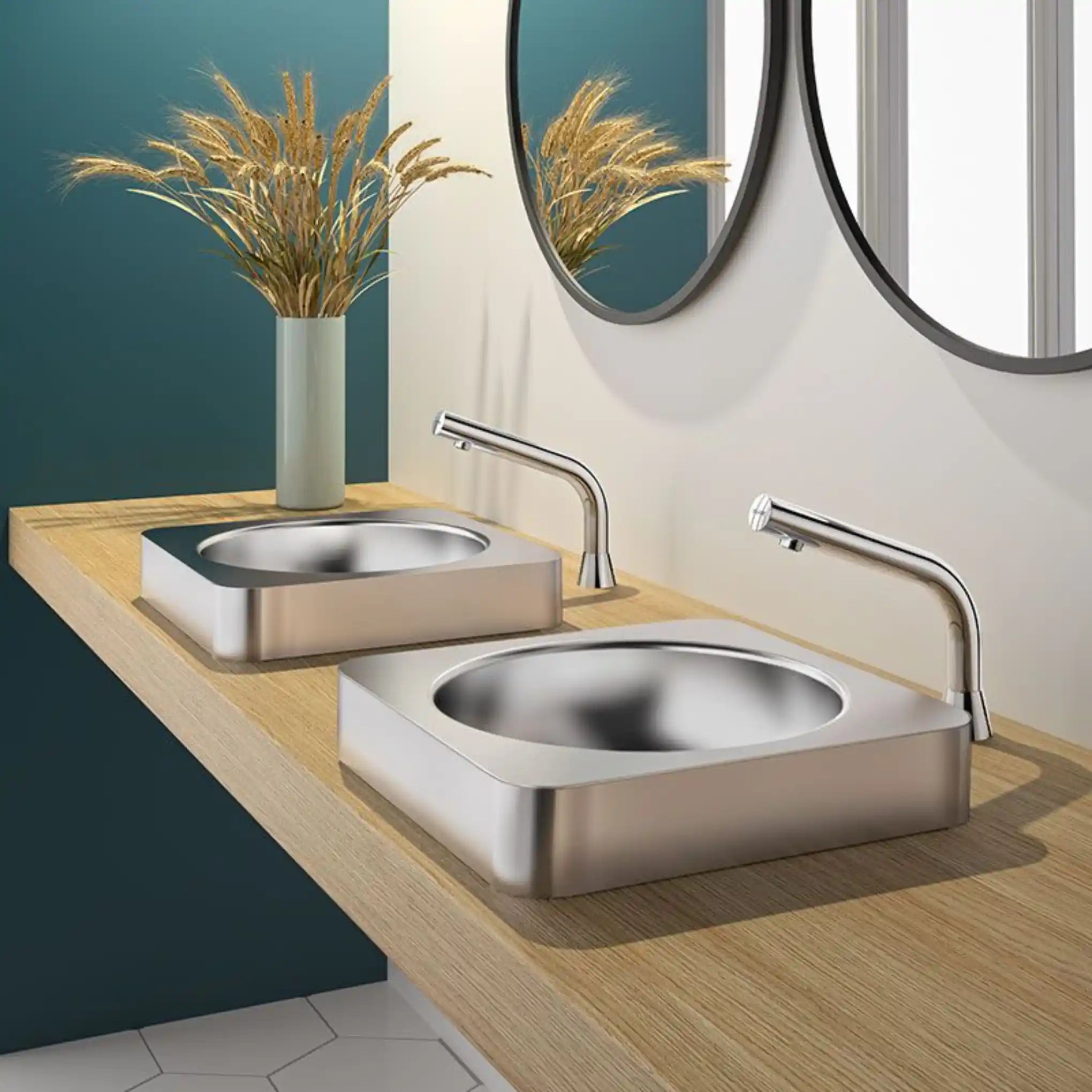 Quadra Countertop Wash Basin on a Floating Countertop