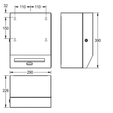 RODX630 KWC DVS Rodan Electronic Paper Towel Dispenser Drawing