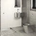 A image showing the Delabie S21 P TC floor standing WC pan installed in a washroom