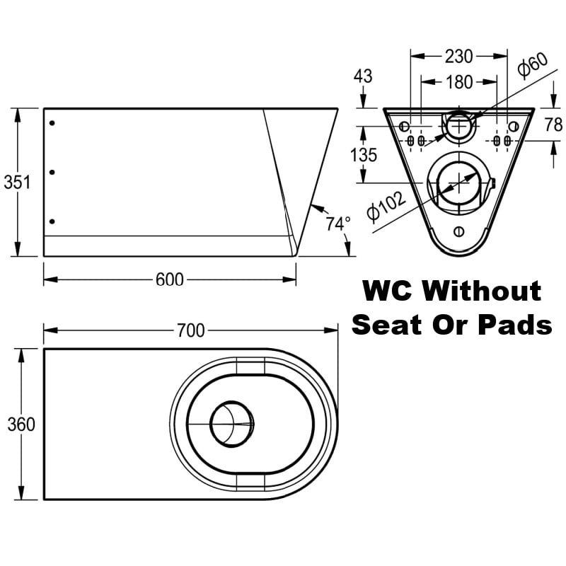 Stainless Steel Disabled Toilet By KWC DVS Without Seat Or Pads Drawings