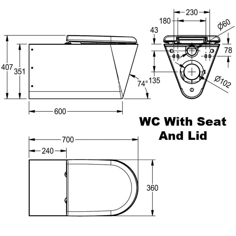 Stainless Steel Disabled Toilet By KWC DVS With Seat And Lid Drawings