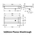 Technical Drawing of the 1600mm Franke Planox Wash Trough