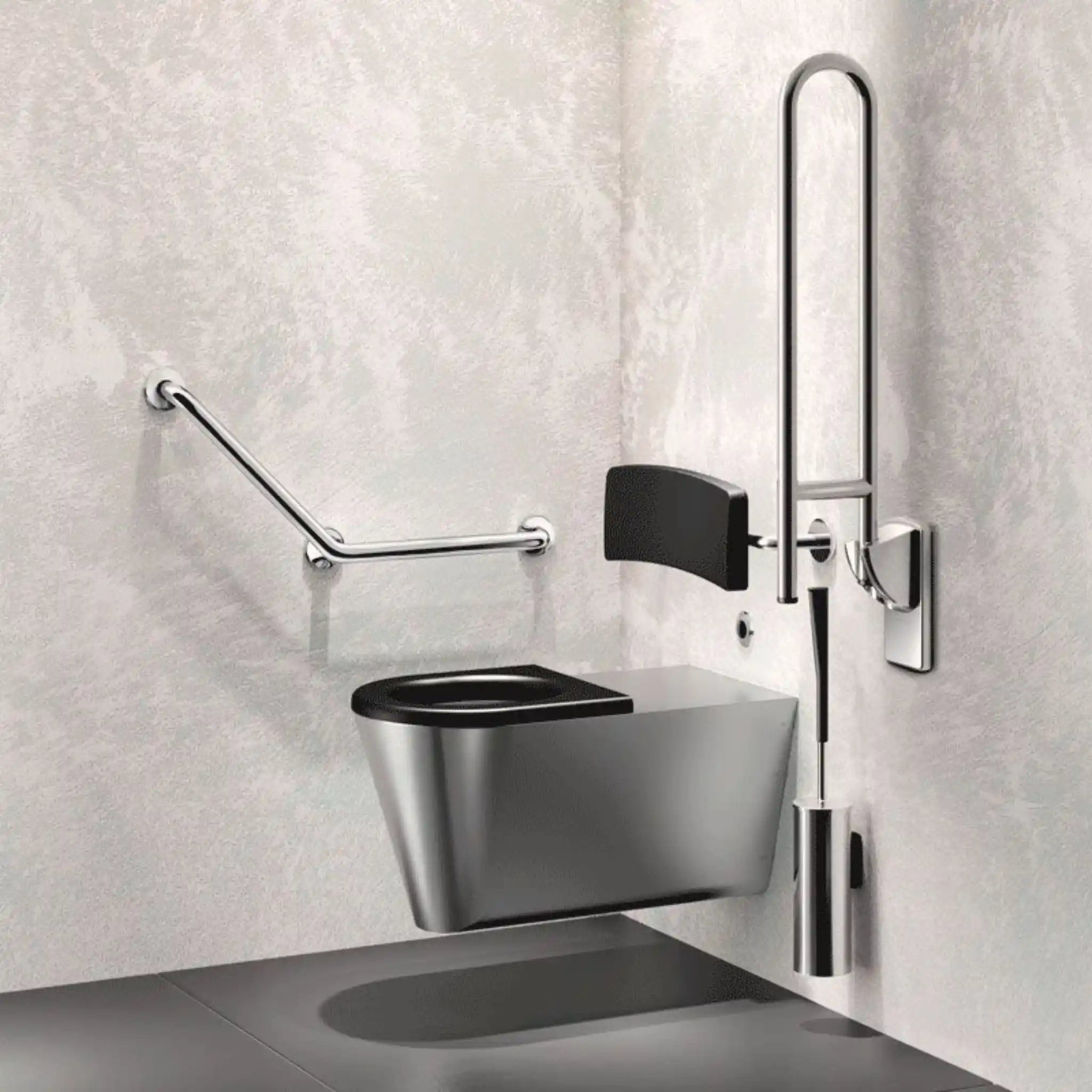 Delabie Wall Hung 700 S Accessible WC Polished Satin Finish in Washroom