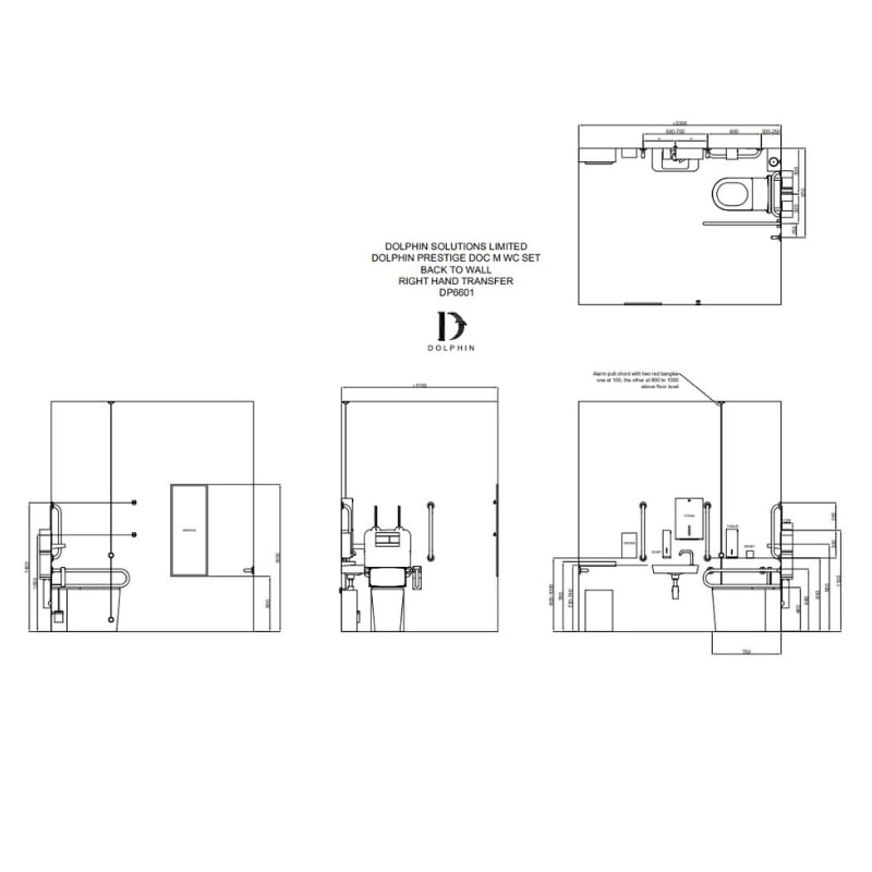 Drawing of Dolphin Prestige Doc M WC Pack - Back To Wall