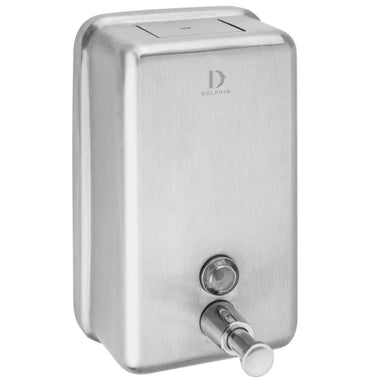 Dolphin vertical liquid soap dispenser in a sleek, modern design, perfect for bathrooms and kitchens.