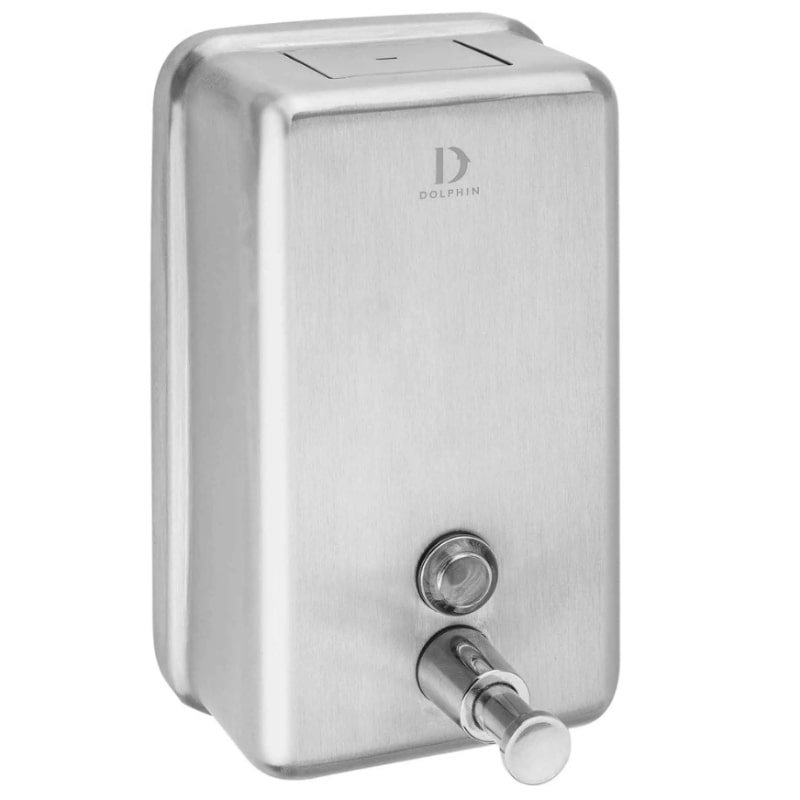 Dolphin vertical liquid soap dispenser in a sleek, modern design, perfect for bathrooms and kitchens.