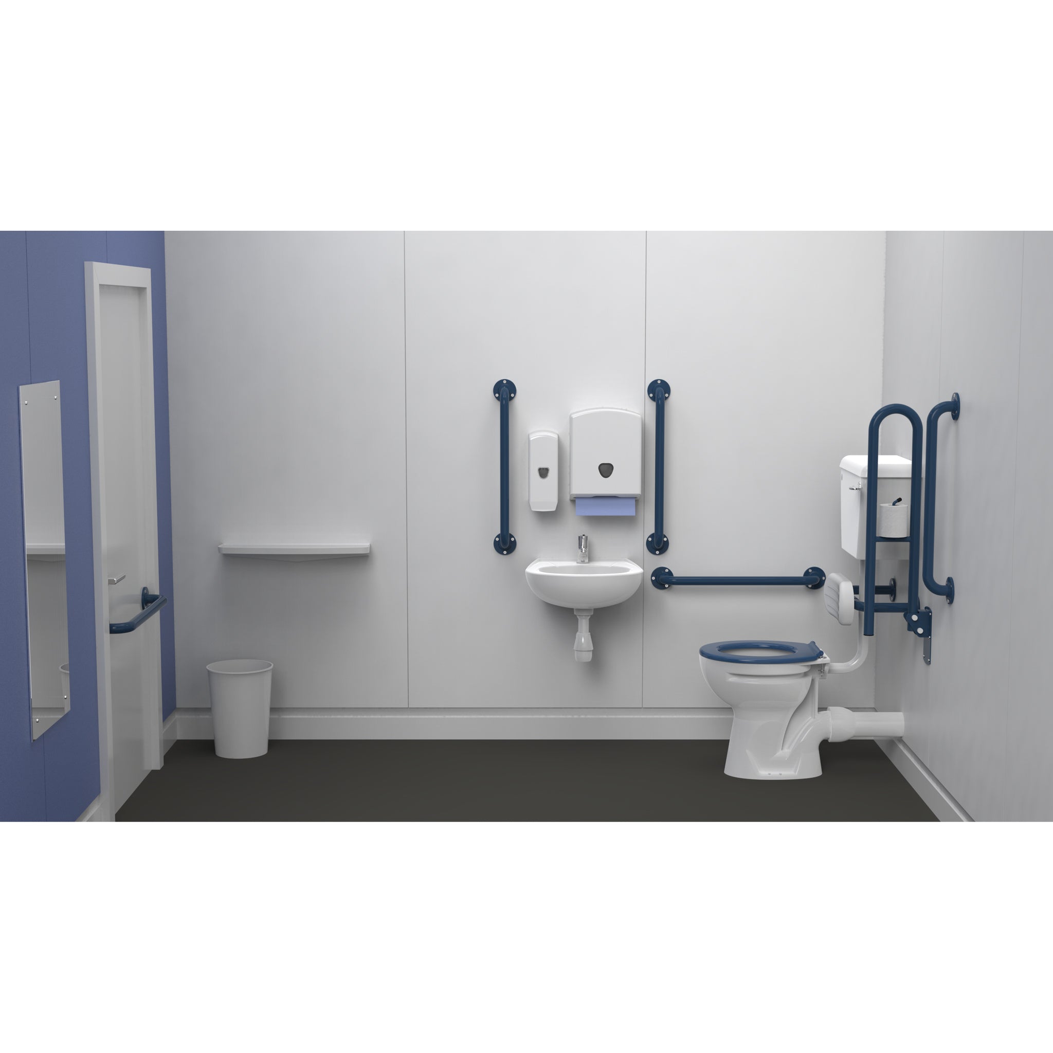 Fitzroy Of London Low Level Accessible toilet Pack With Central tap Hole basin in dark blue finish