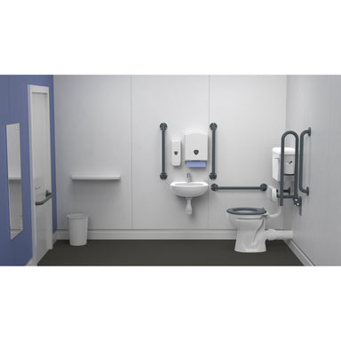 Fitzroy Of London Low Level Accessible toilet Pack With Central tap Hole basin in dark grey finish